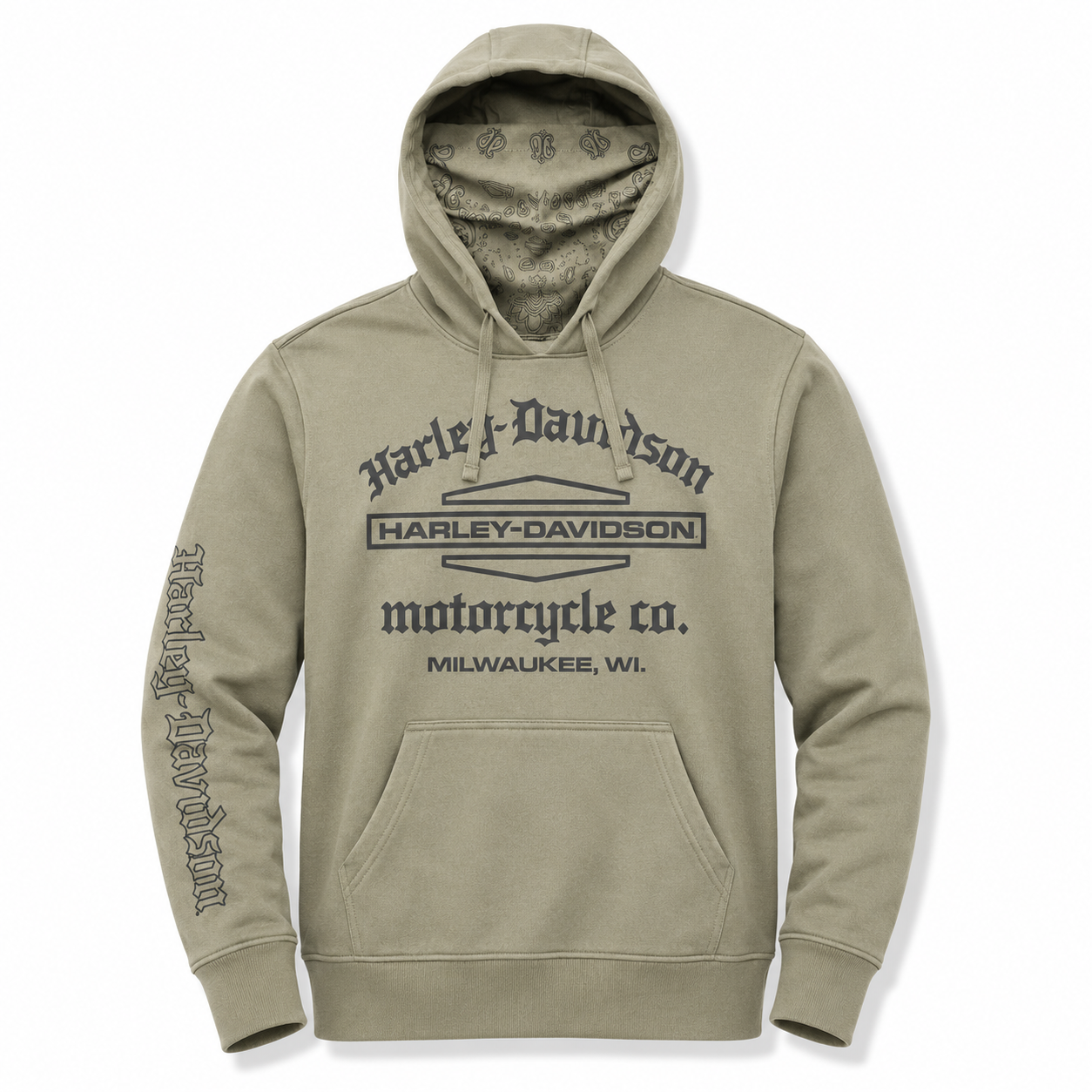 Harley-Davidson Men's Hoodie with adjustable Face Mask | Green