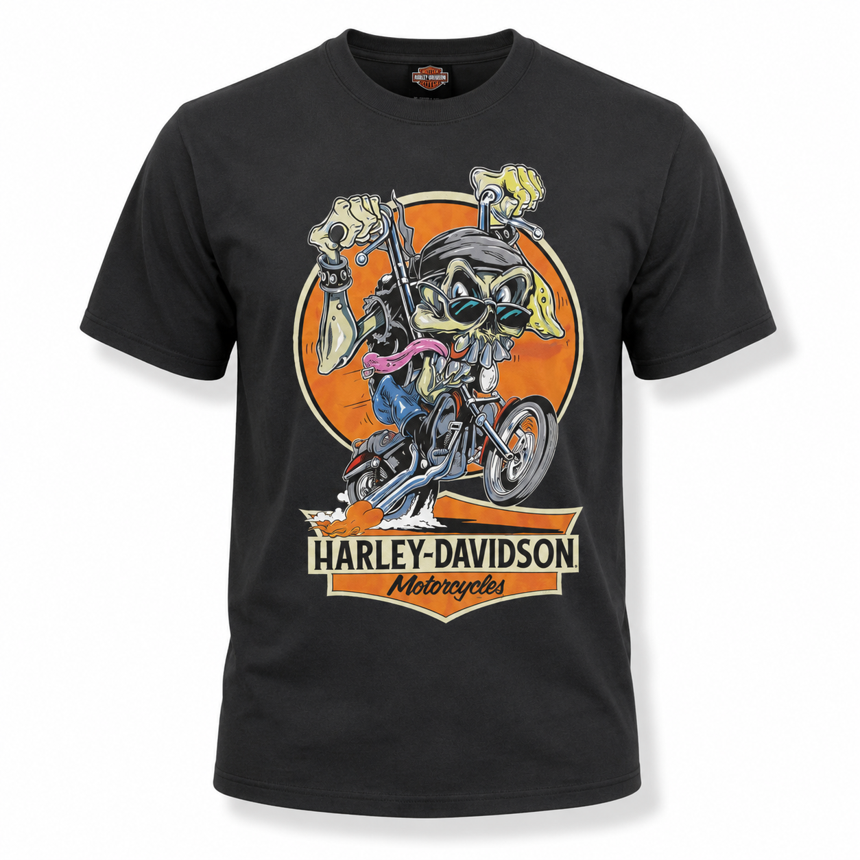 Harley-Davidson Men's Black Graphic T-Shirt – Skull Rider 100% Cotton Motorcycle Tee