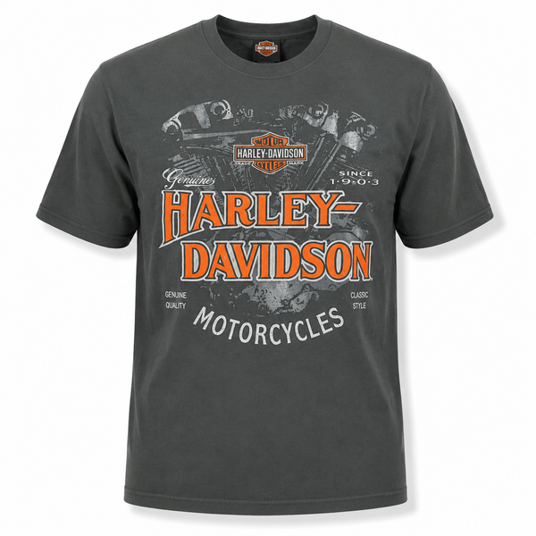 『Harley TEE BLACK XL』 Harley-Davidson Men's Classic Style Motorcycle Tee – Black 100% Cotton