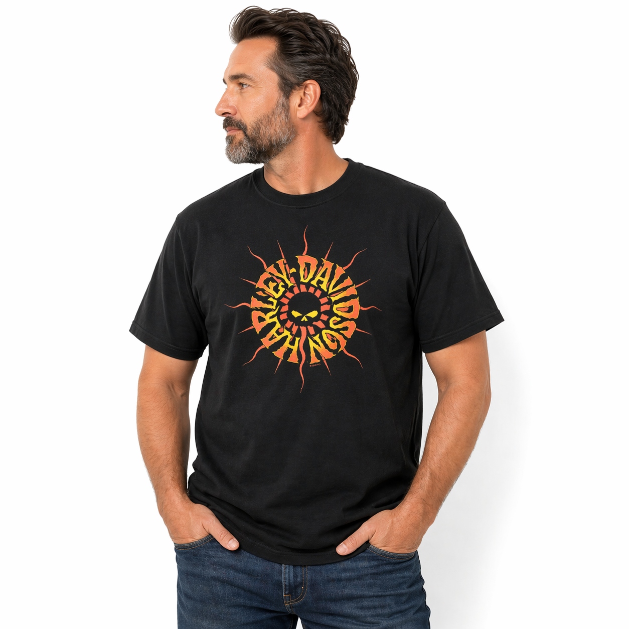 Harley-Davidson Men's Skull Sun Graphic T-Shirt - Black