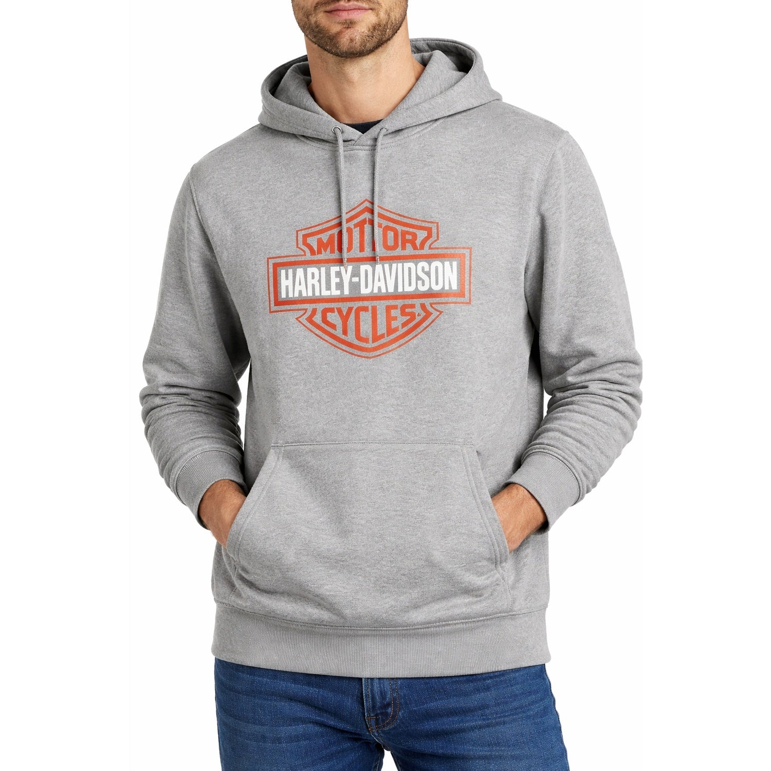 Harley-Davidson Men's Pullover Hoodie Bar & Shield Tech - Grey, 96026-24VM