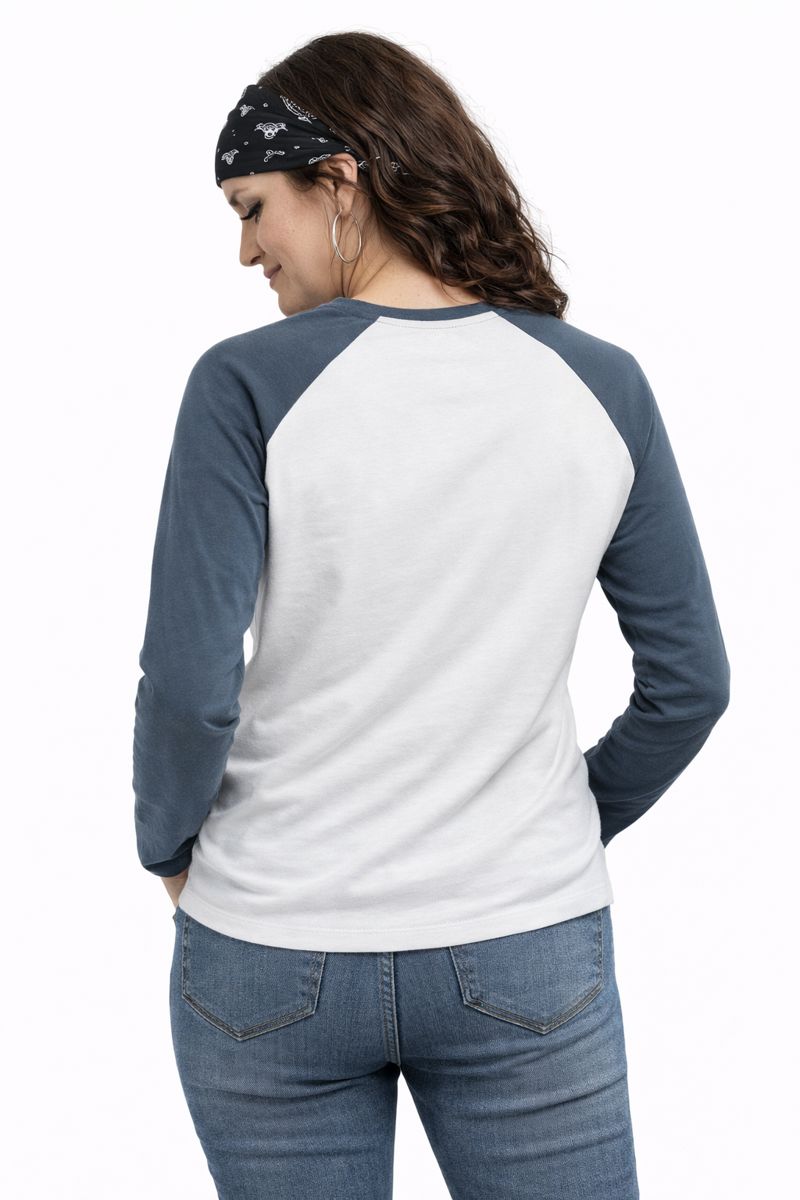Harley-Davidson Women's Long Sleeve Baseball Tee, Blue - 96075-22VW