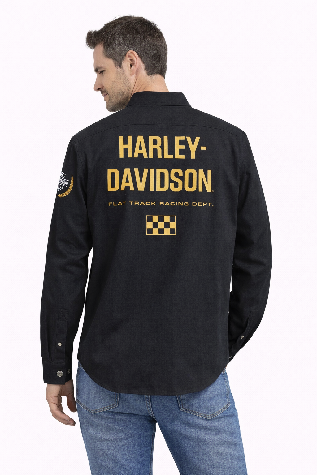 Harley-Davidson Men's Long Sleeve Button Shirt, Fairing, Black - 96461-24VM