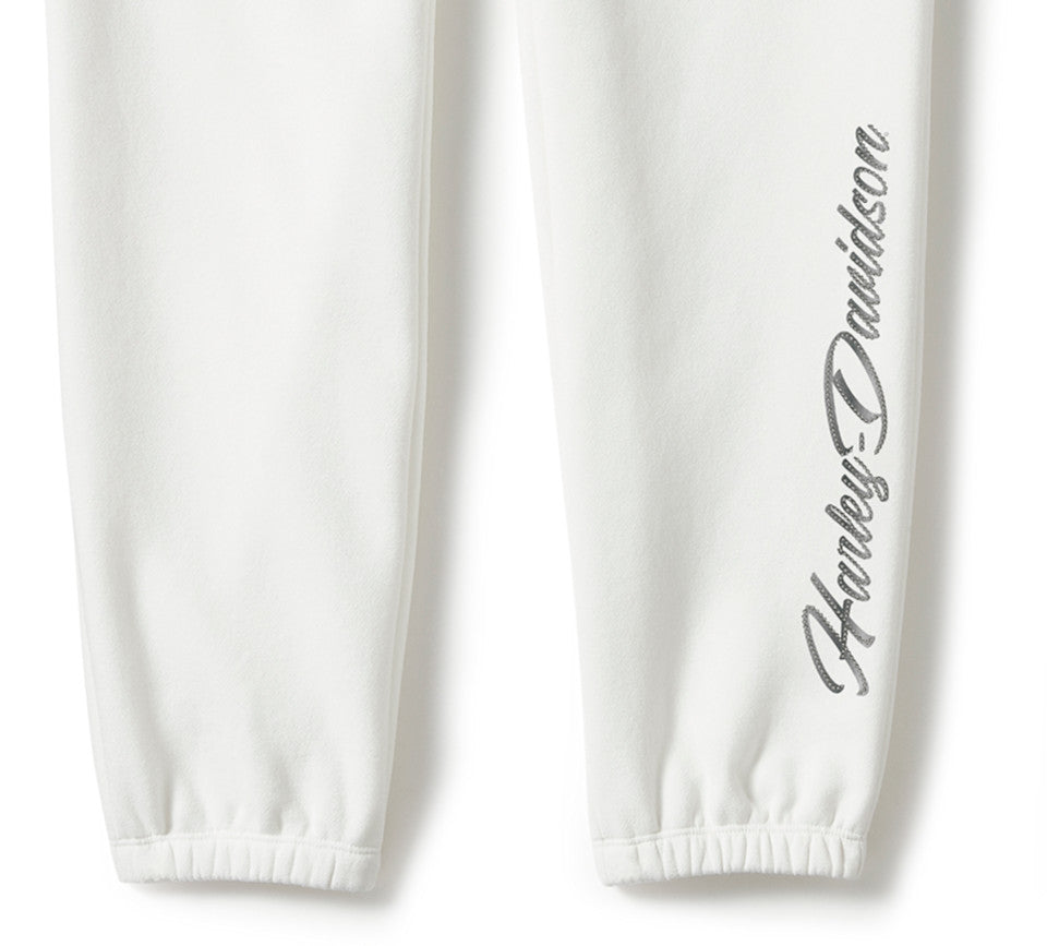 Harley-Davidson Women's Essential Fleece Relaxed Fit Jogger Pants - White