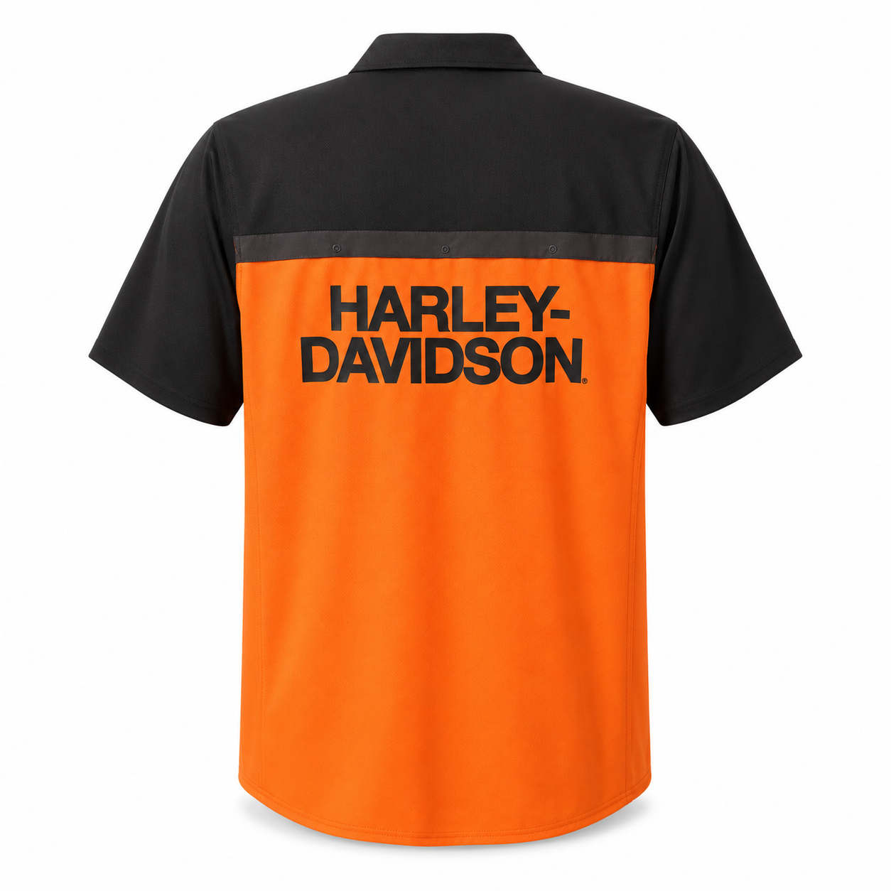 Harley-Davidson TECH Vented Button Shirt, Colorblock Orange & Black, 96737-25VM