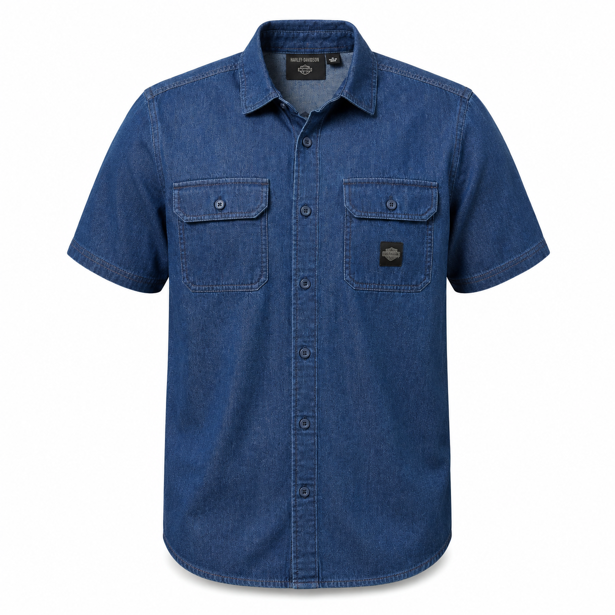 Harley-Davidson Men's Short Sleeve Chambray Shirt, Blue - 96740-25VM