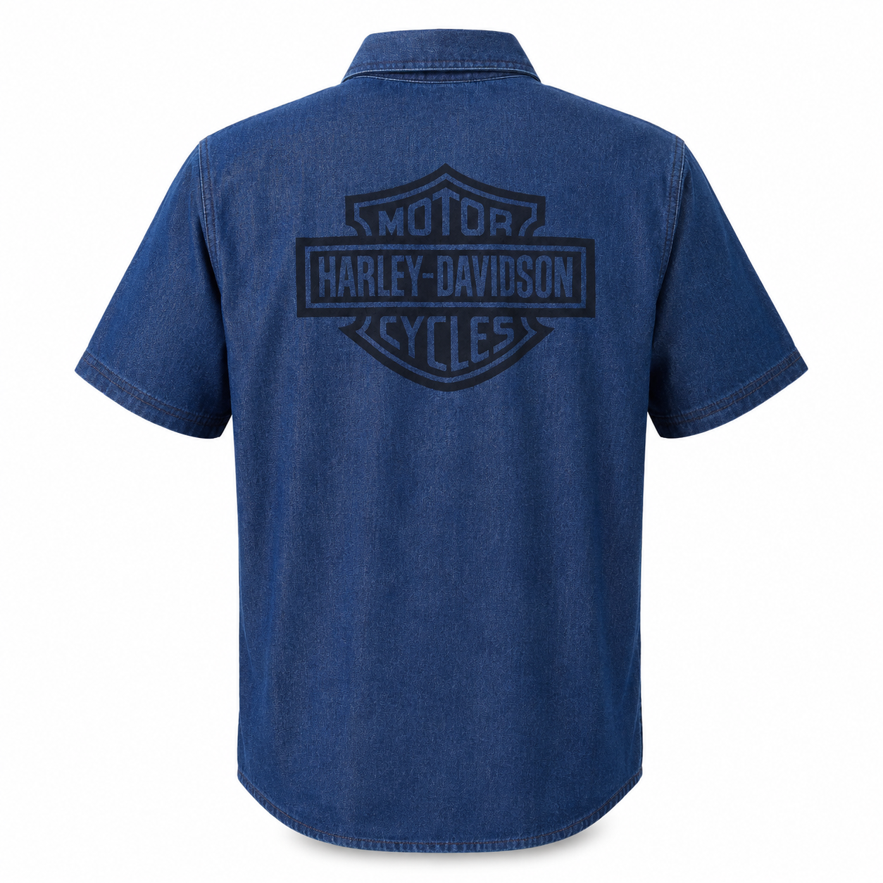 Harley-Davidson Men's Short Sleeve Chambray Shirt, Blue - 96740-25VM