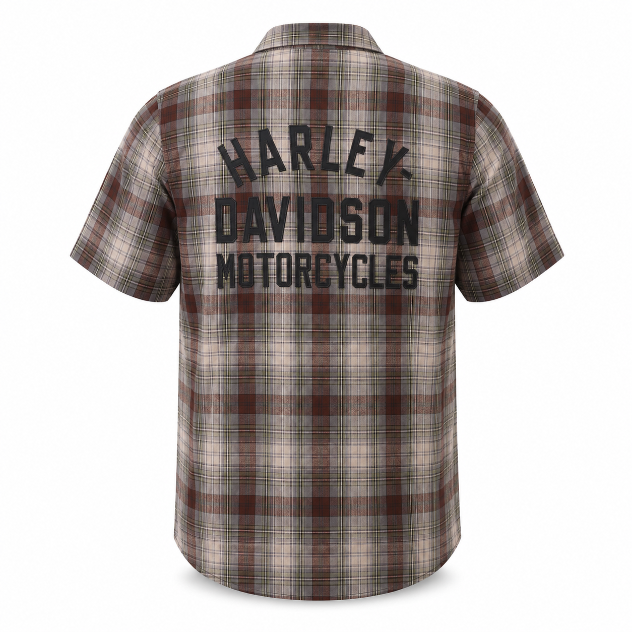 Harley-Davidson Men's Plaid Button Short Sleeve Shirt, Brown - 96813-2