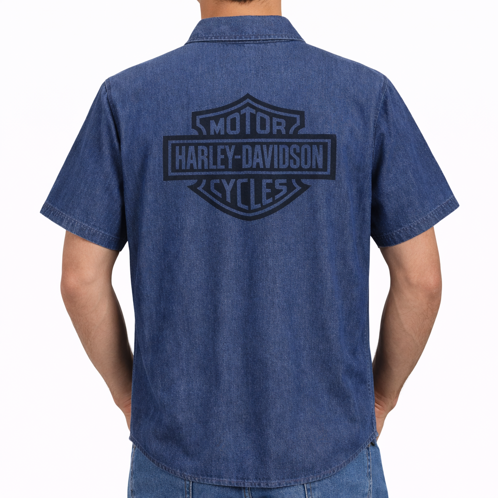 Harley-Davidson Men's Short Sleeve Chambray Shirt, Blue - 96740-25VM