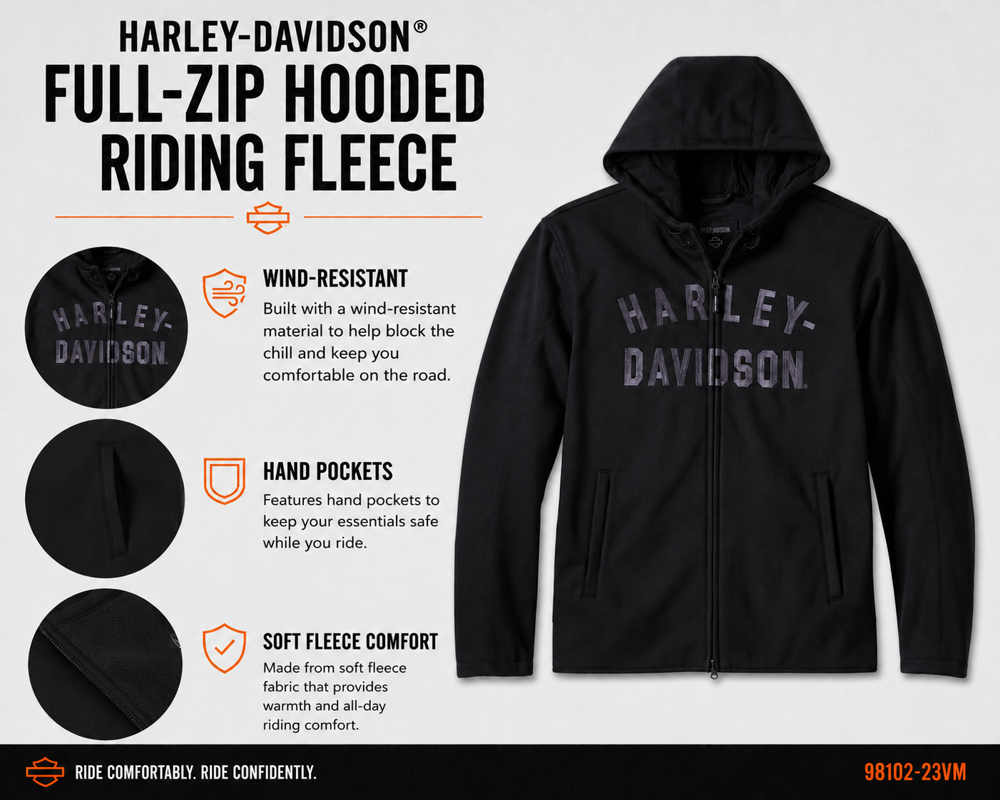 Harley-Davidson Deflector Hooded Riding Jacket - Windproof