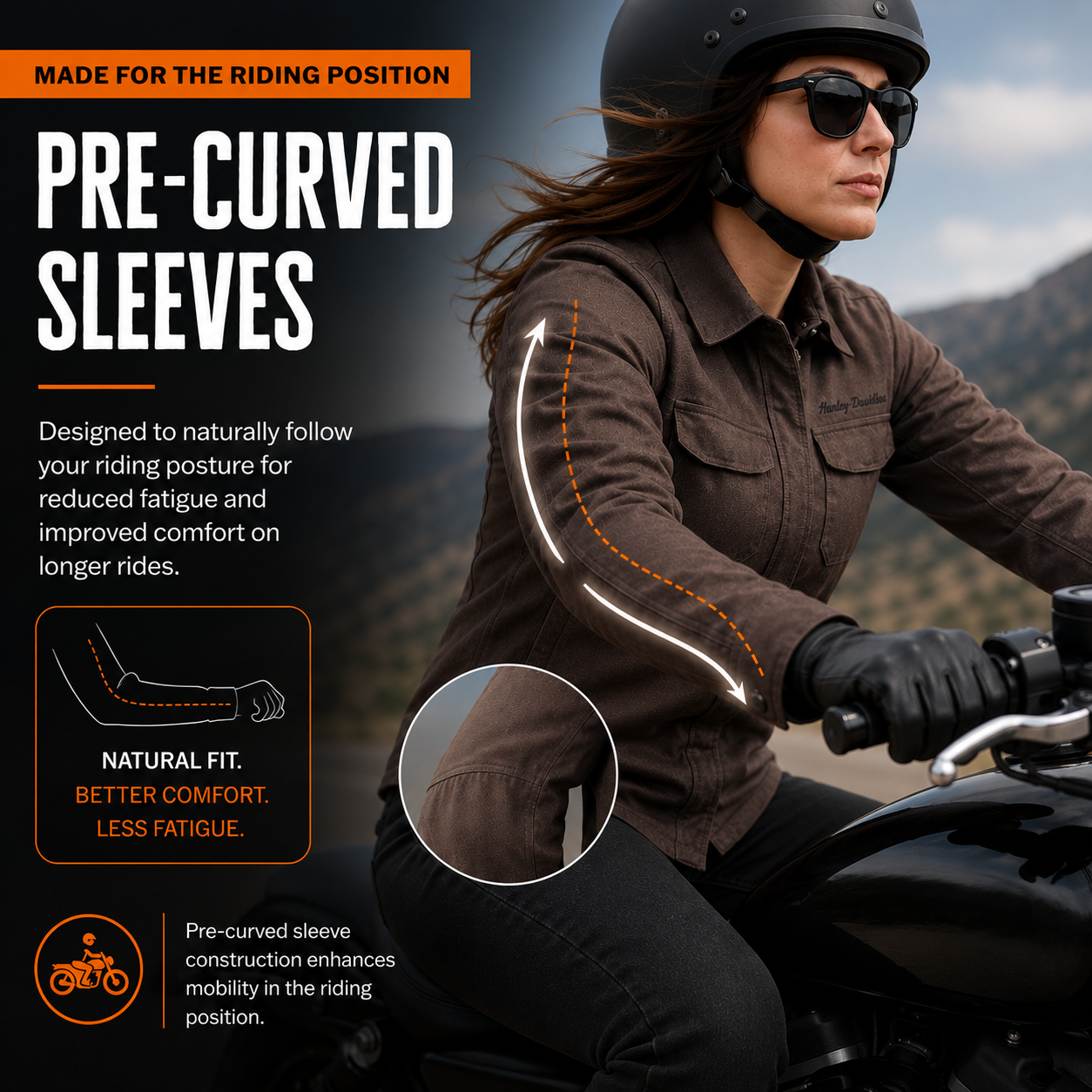 Harley-Davidson Women's Operative 2.0 Motorcycle Riding Shirt Jacket, Armored CE Certified Riding Jacket with D3O Ghost Armor, Brown, 98199-24VW