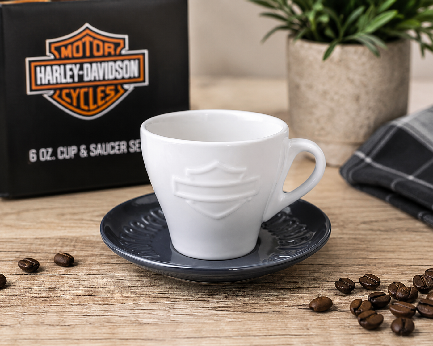 Harley-Davidson Espresso Cup & Saucer Set Bar Shield Coffee Mug HDX-98619