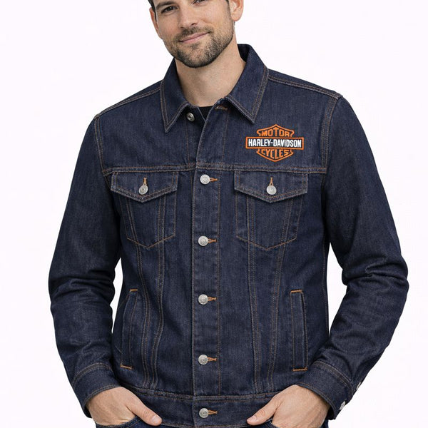 Harley-Davidson Men's Blue Denim Jacket - Classic Trucker Style