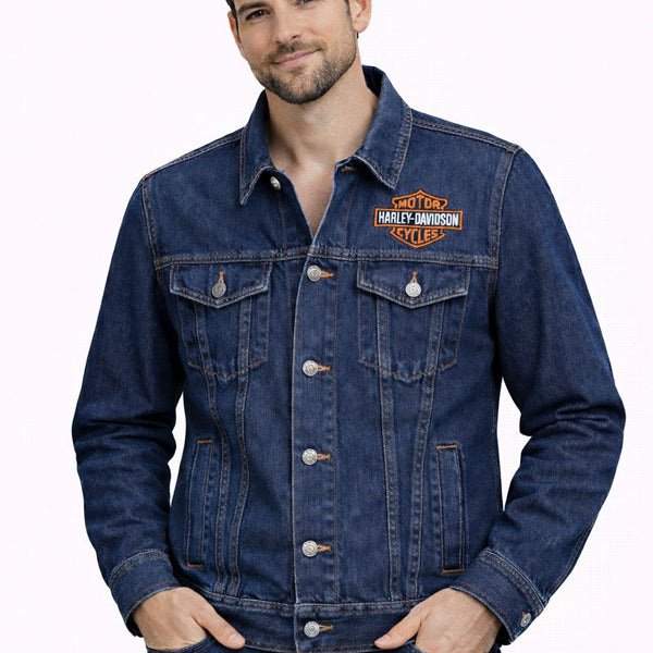 Harley-Davidson Men's Blue Denim Jacket - Classic Trucker Style