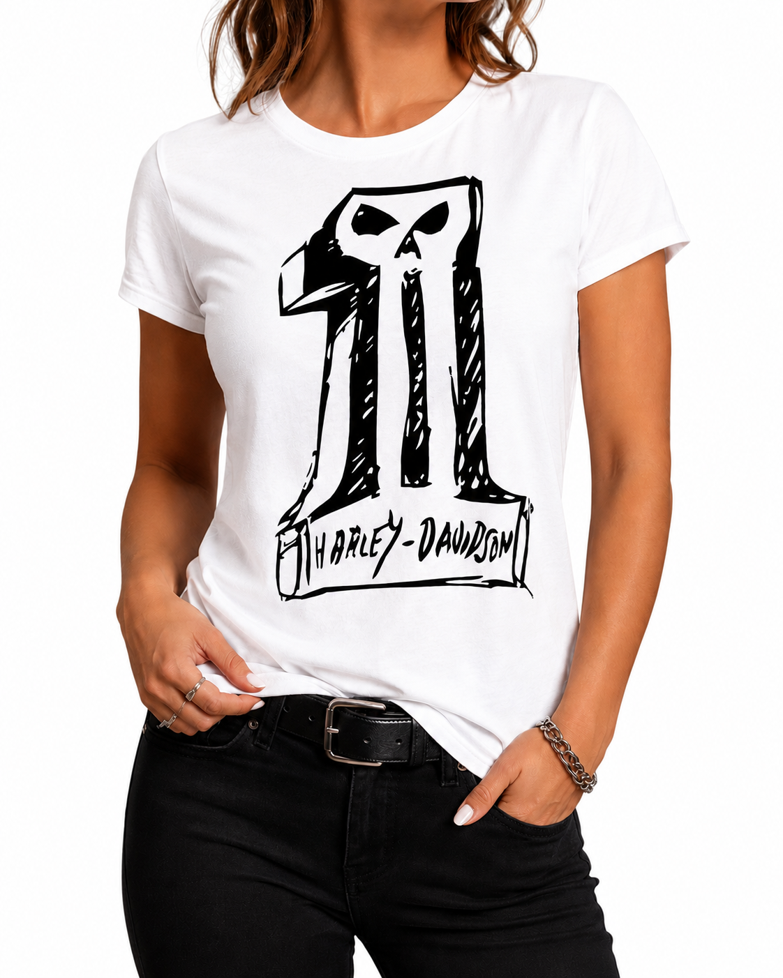 Harley-Davidson® Women's Sketchy #1 Skull Tee - 99086-18VW