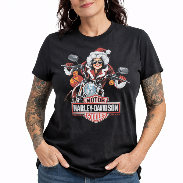 Harley-Davidson Women's Mrs. Clause Christmas T-Shirt, Black