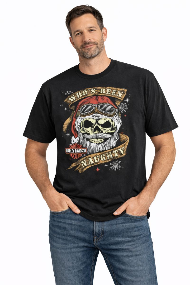 Harley-Davidson Men's Santa Skull Christmas T-Shirt, Black