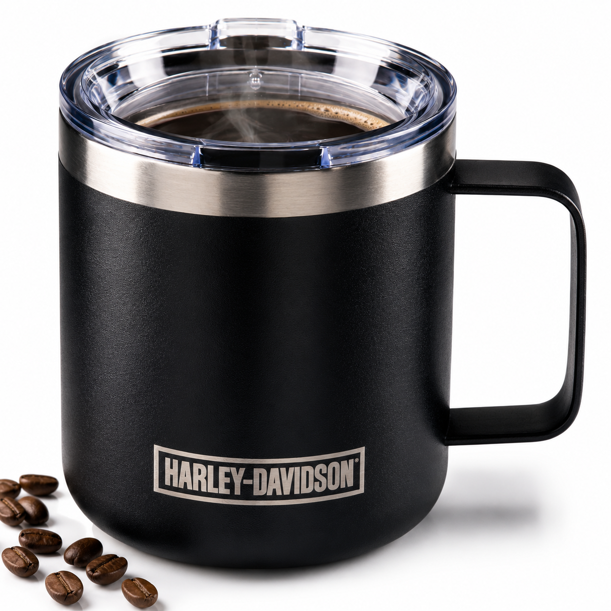 Harley-Davidson Travel Coffee Mug Stainless Steel Tumbler Cup w/Lid Bar Shield
