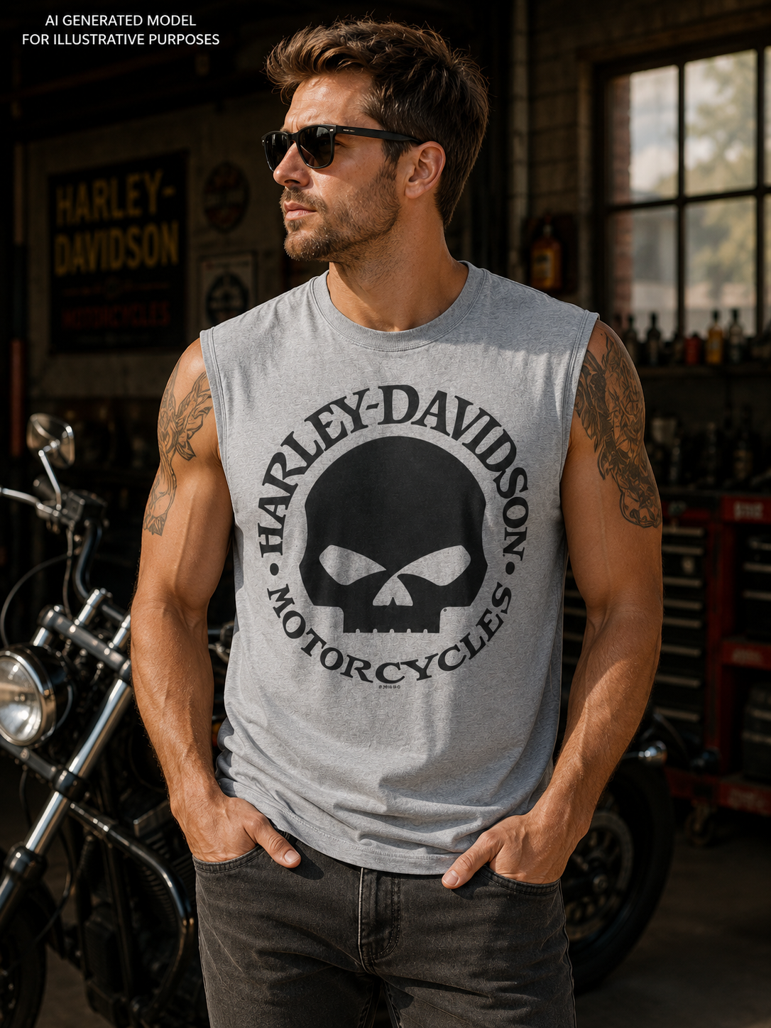 Harley-Davidson Men's Willie G Skull Sleeveless Muscle Shirt