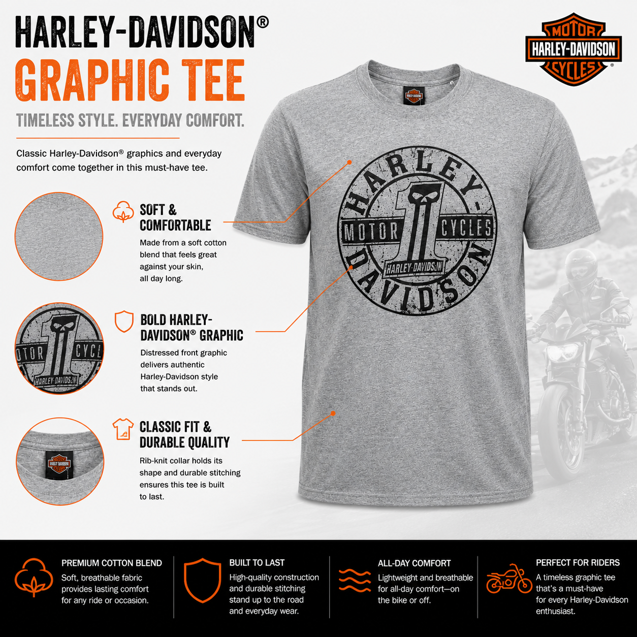 Men's Harley-Davidson Gray #1 Tee_