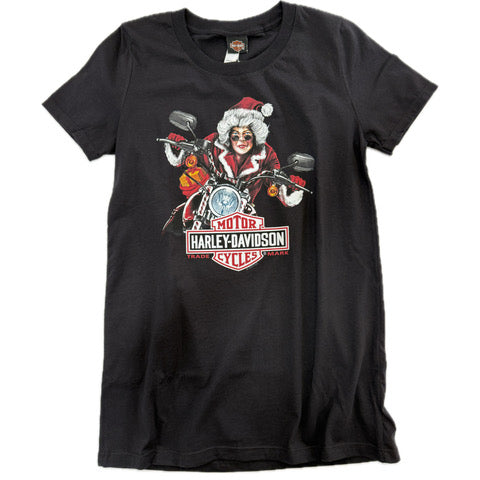 Harley-Davidson Women's Mrs. Clause Christmas T-Shirt, Black