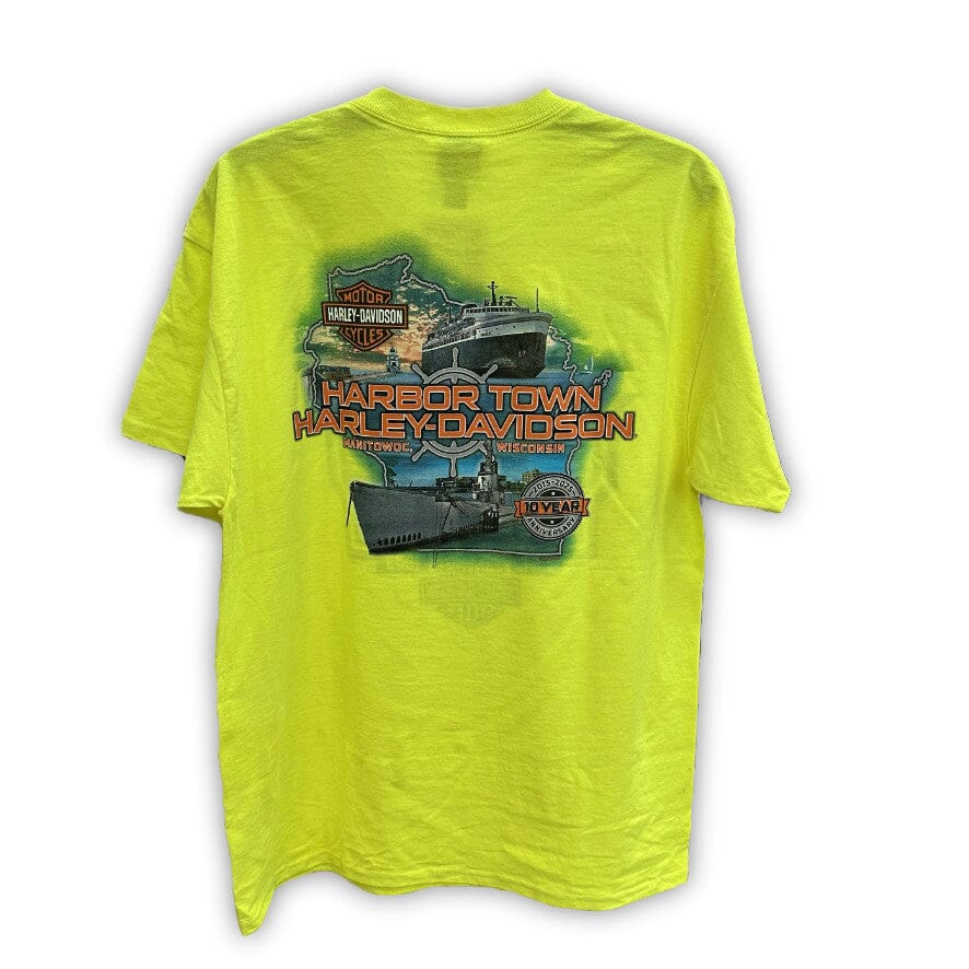 Harbor Town Harley-Davidson Men's Shiner Safety Green T-Shirt