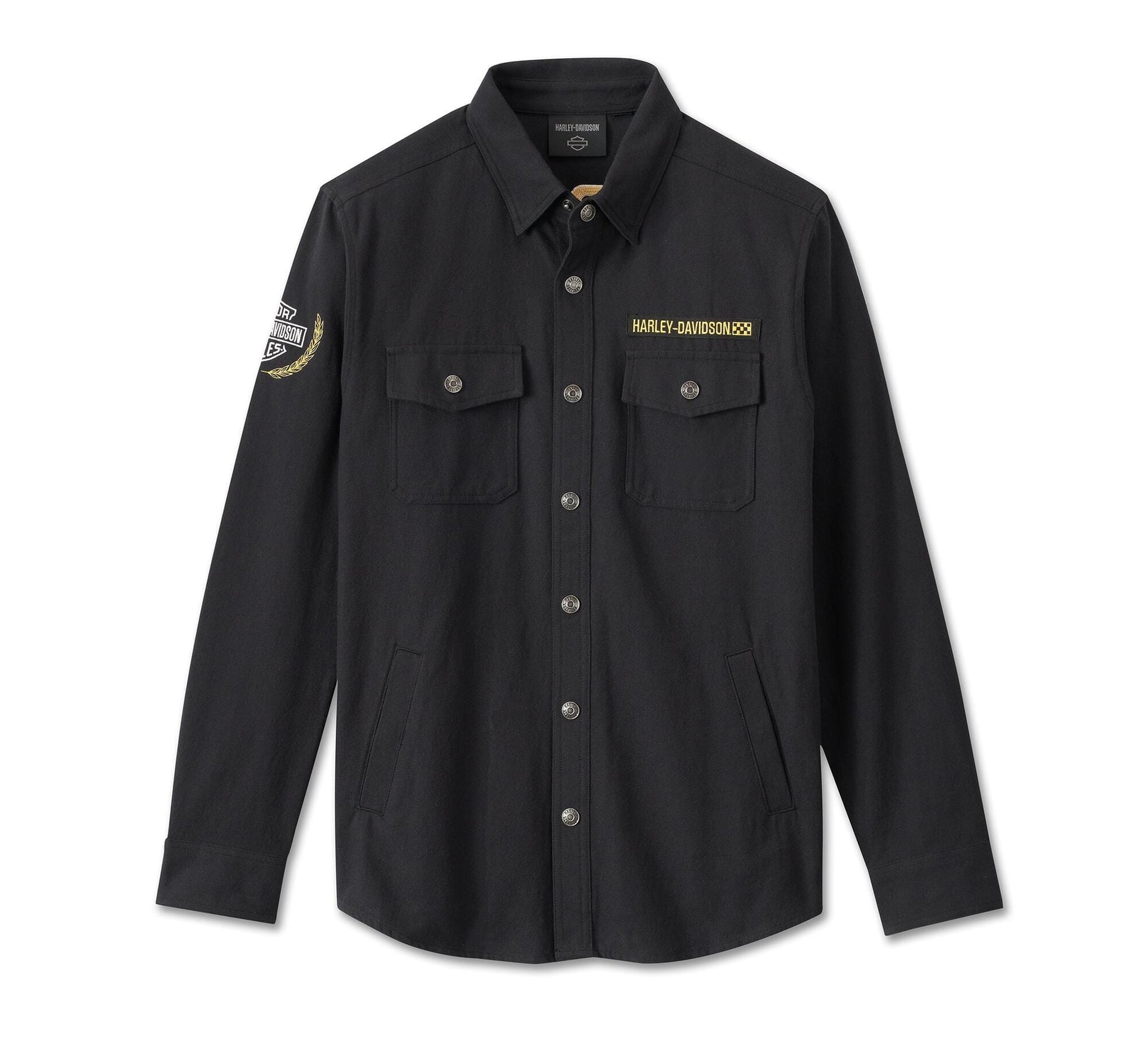 Harley-Davidson Men's Long Sleeve Button Shirt, Fairing, Black