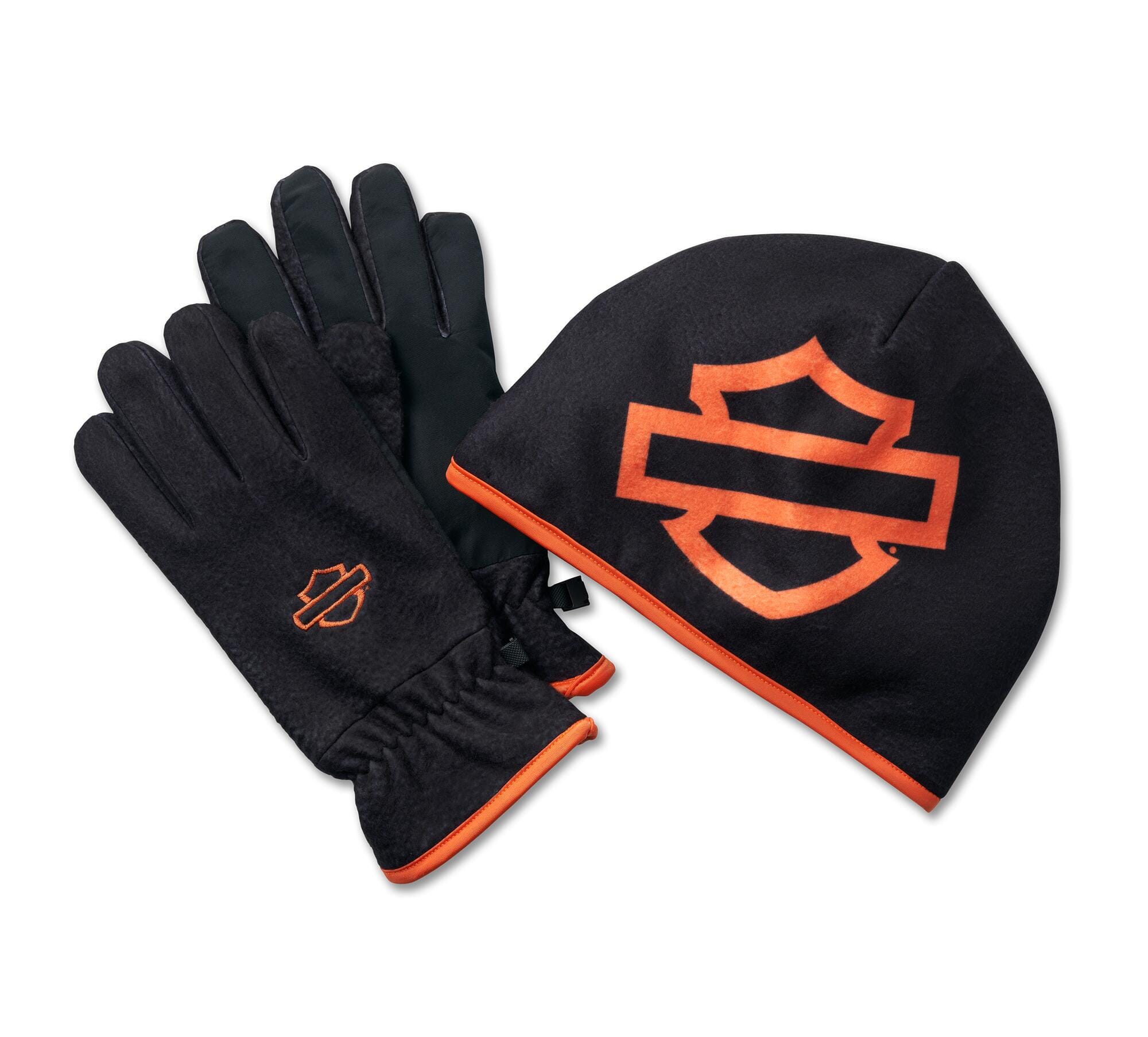 Harley-Davidson Men's Fleece Beanie and Glove Gift Set, Black - 97665-25VM