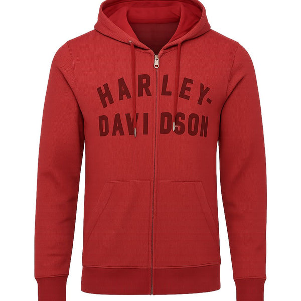 Harley-Davidson Men's Zip-Up Hoodie, Crosscountry Staple - Red, 96503-