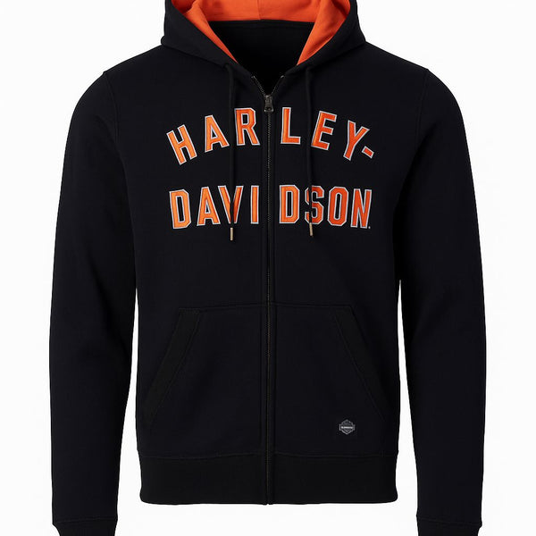 Harley-Davidson Men's Zip-Up Hoodie Iron Bond, Black - 99000