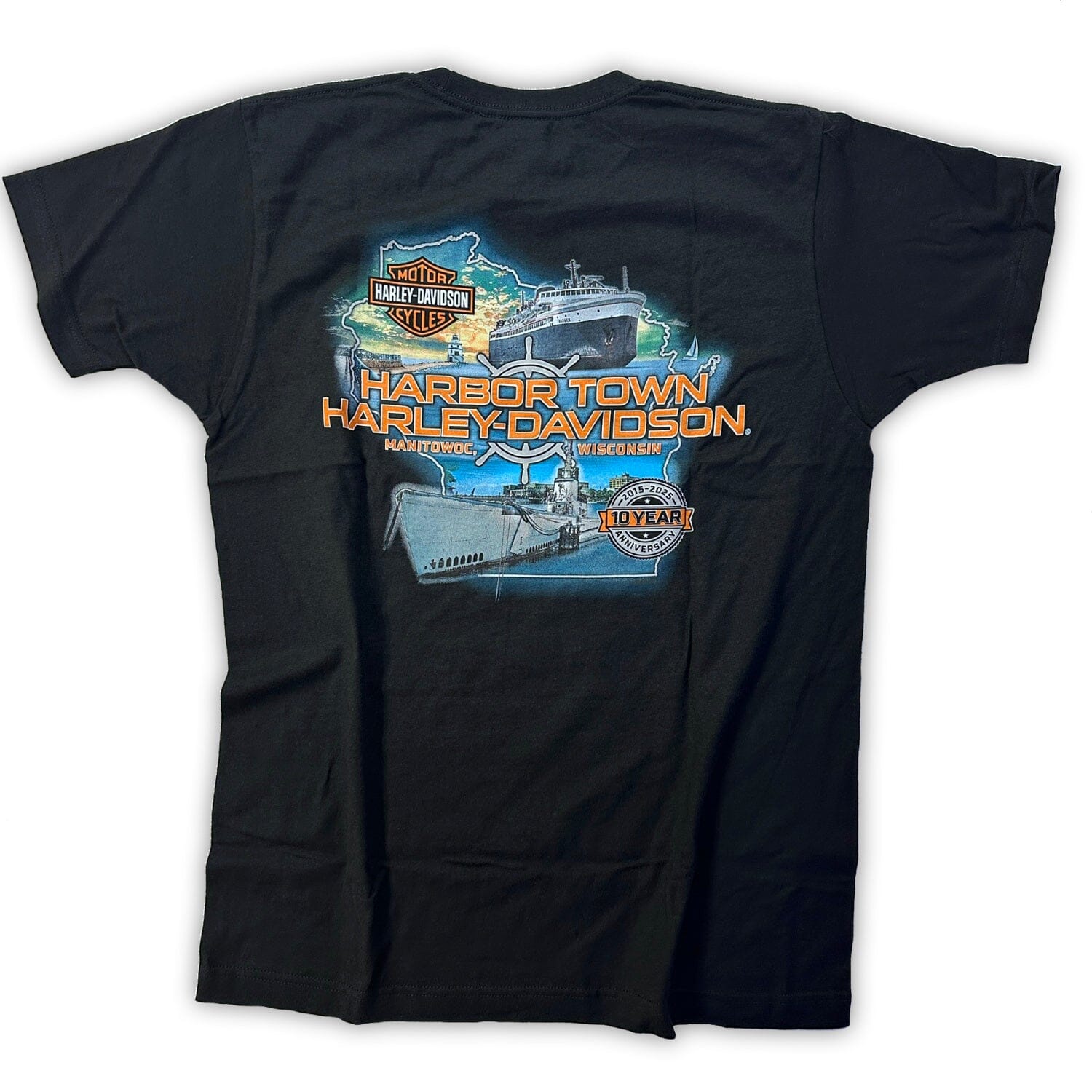 Harley-Davidson Neon Men's Short Sleeve T-Shirt, HTHD Anniversary Back - 40291780