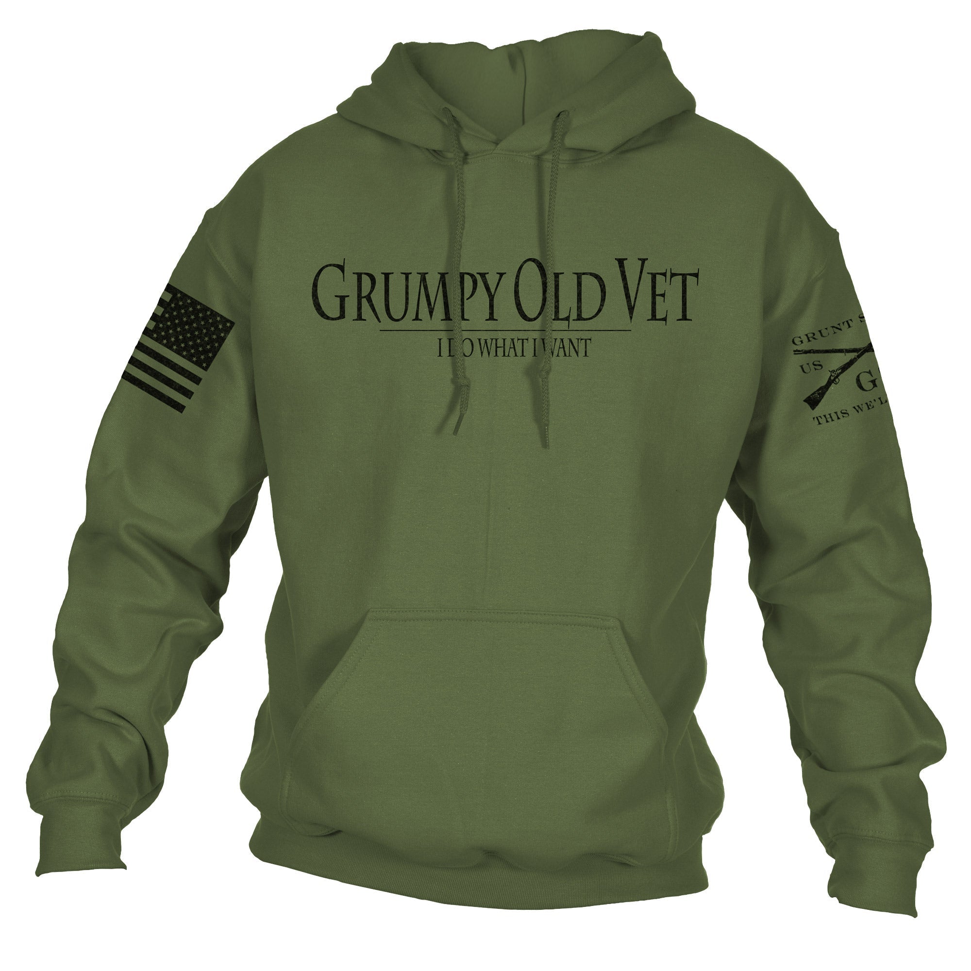 Grunt Style Grumpy Old Vet Green Hoodie