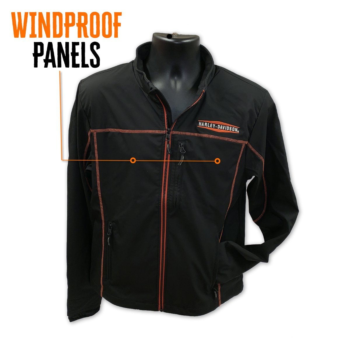 Harley-Davidson® Men's Anton Windproof Mid-Layer Casual Jacket, Black 98575-16VM