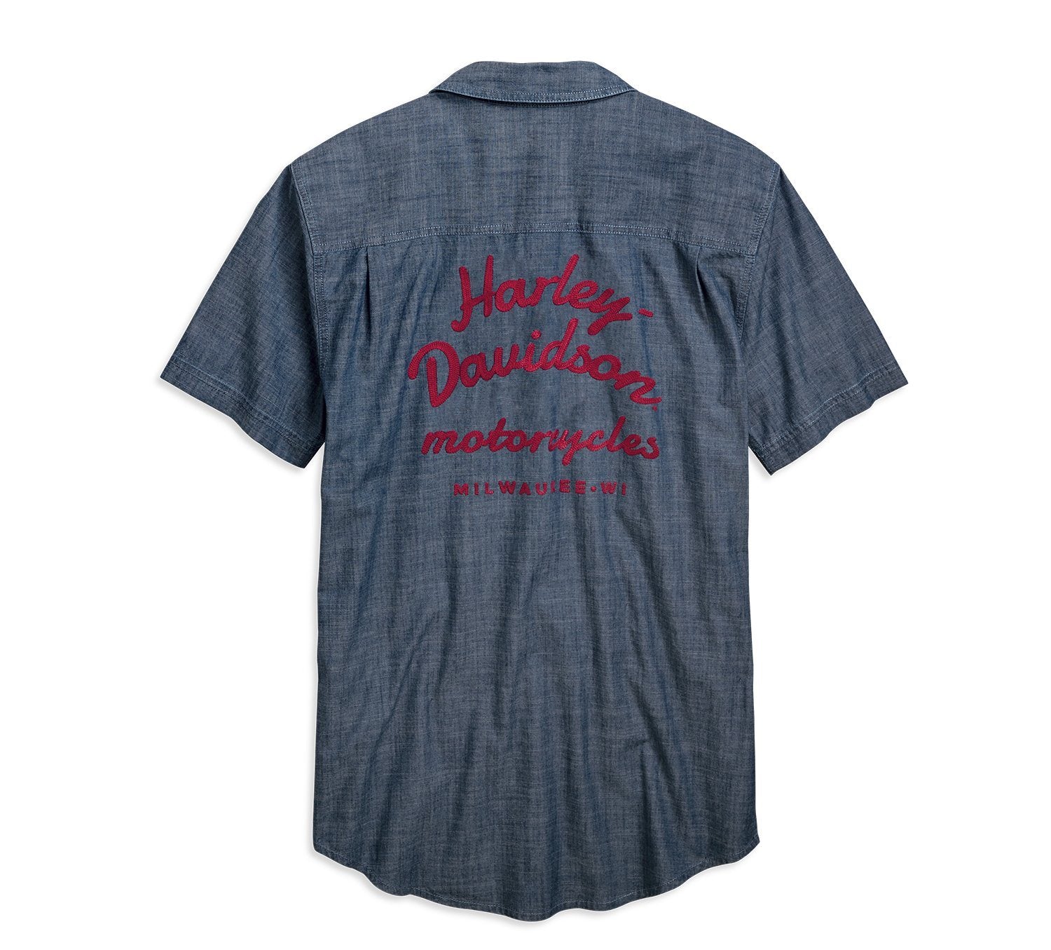 Harley-Davidson Men's Embroidered Chambray Slim Fit Shirt - 96751-19VM