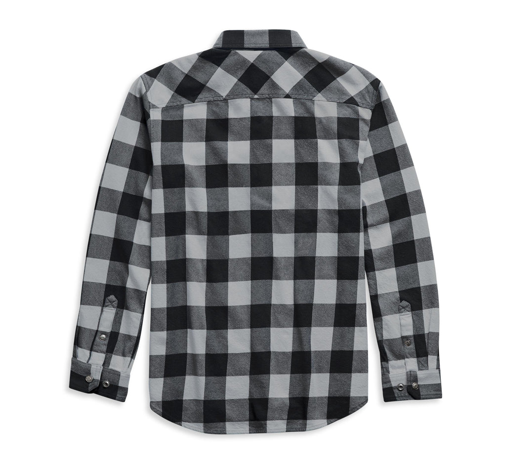 Harley-Davidson Men's Eagle Plaid Long Sleeve Shirt, Orange 96393-25VM
