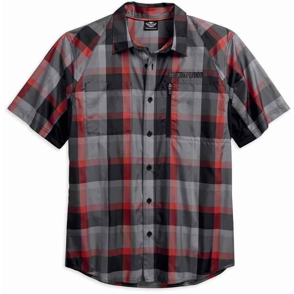 Harley-Davidson™ Men's H-D Performance Fast-Dry Plaid Shirt, Gray 96414-18VM