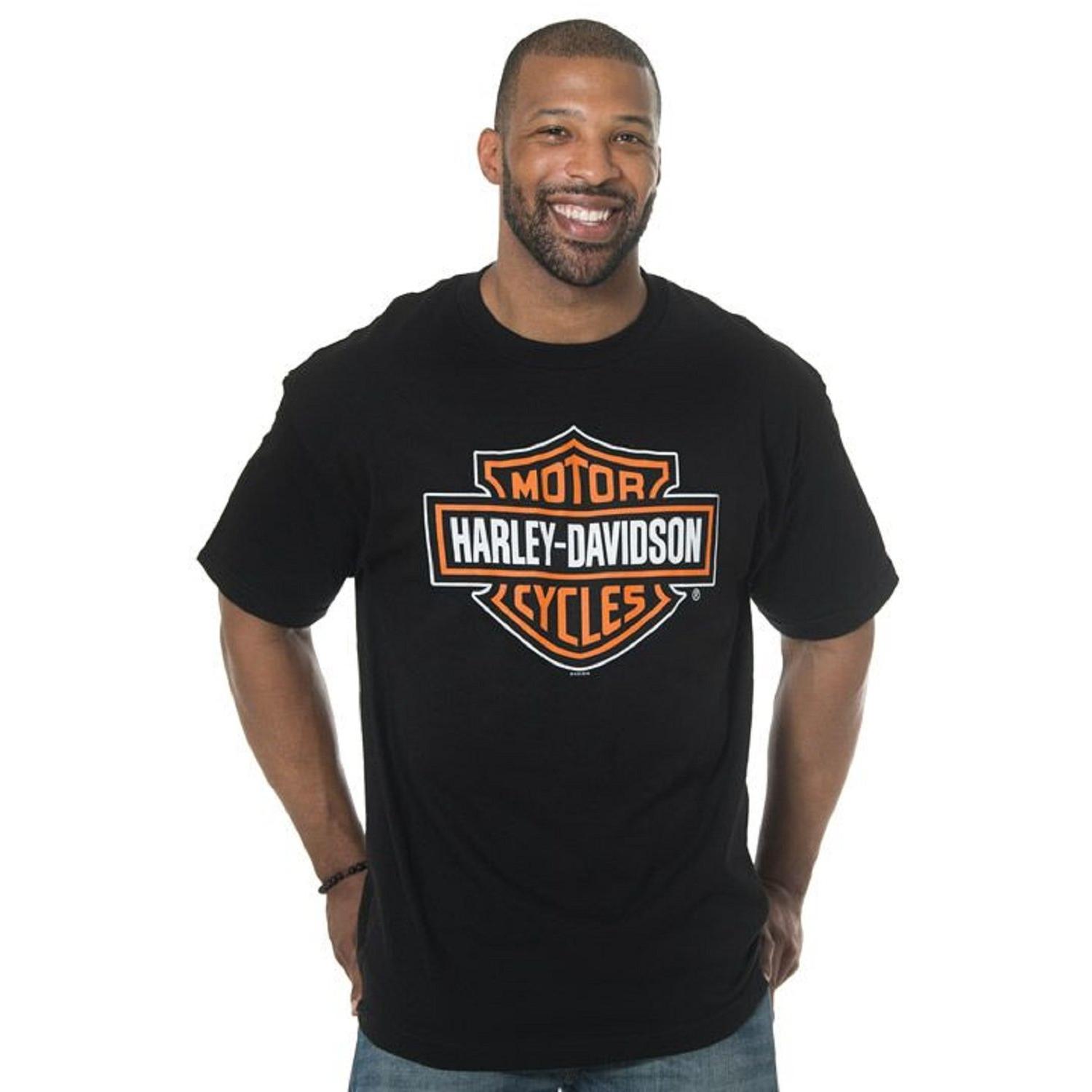 Harley-Davidson™ Men's Orange Bar & Shield Black T-Shirt 30290591