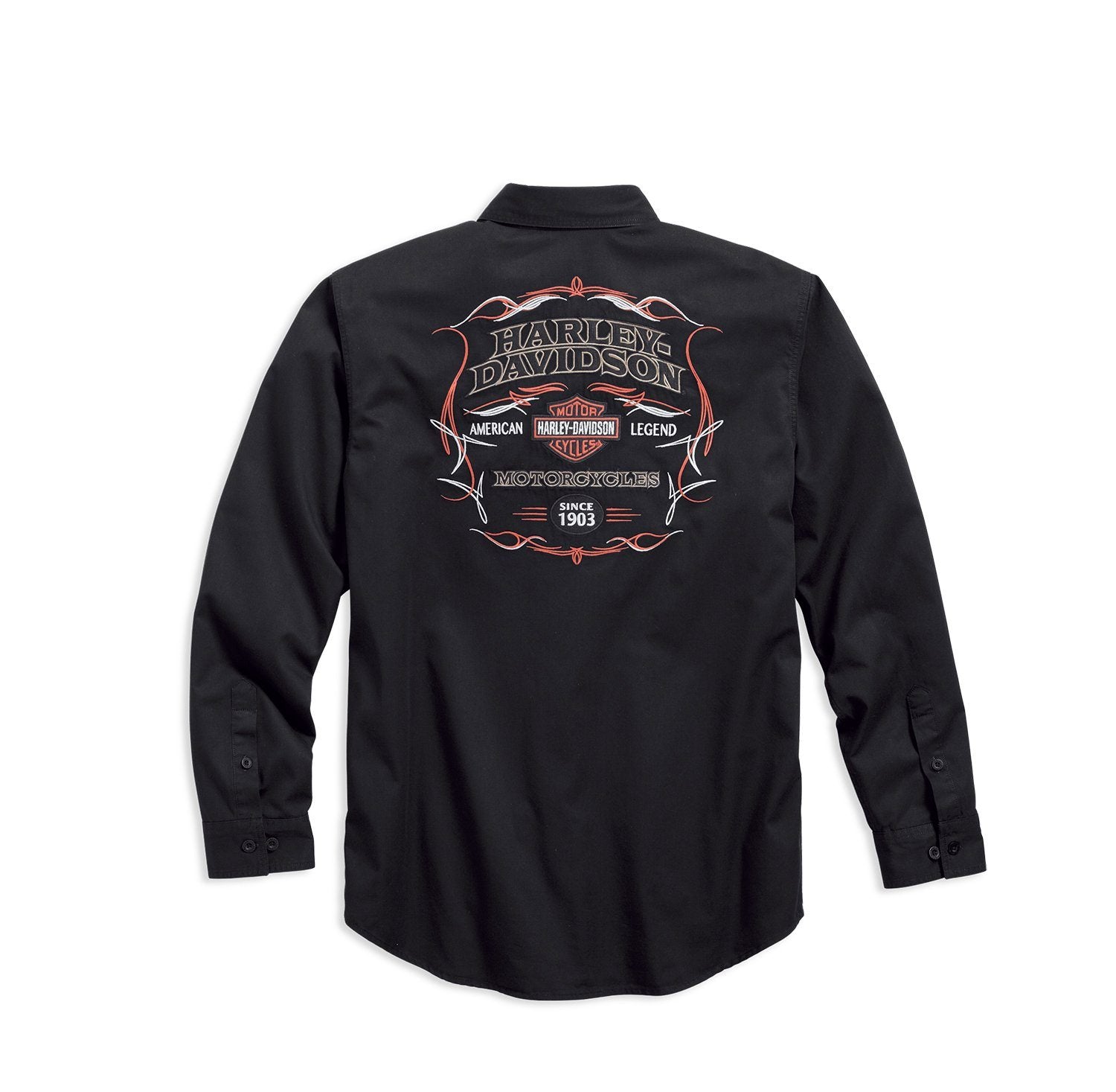 Harley-Davidson Men's Pinstripe Flames Button Woven L/S Shirt, 99048-16VM