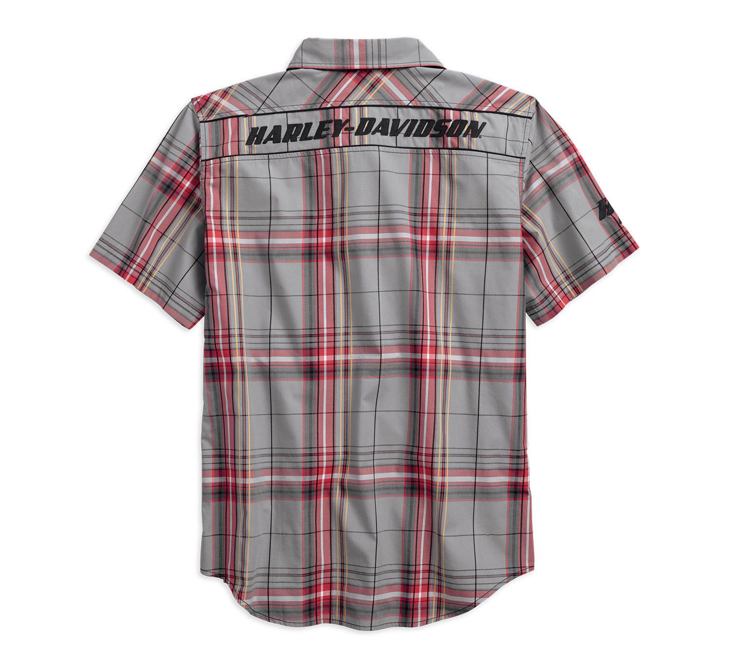 Harley-Davidson Mens Piping Accent B&S Logo Plaid Woven Shirt 96193-18VM