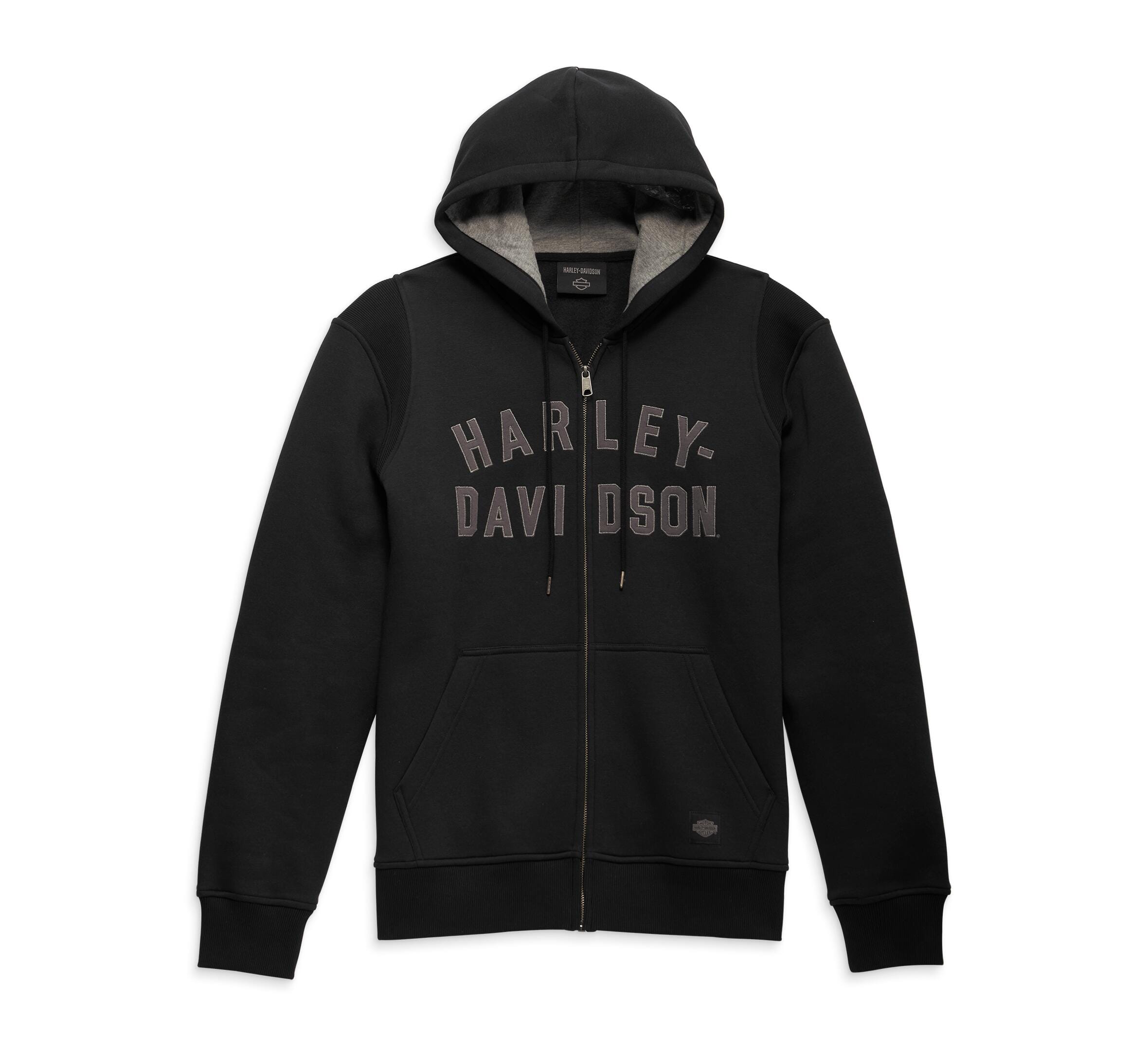 Harley-Davidson Men's Lightning Crest Full-Zippered Hooded Sweatshirt,  Black