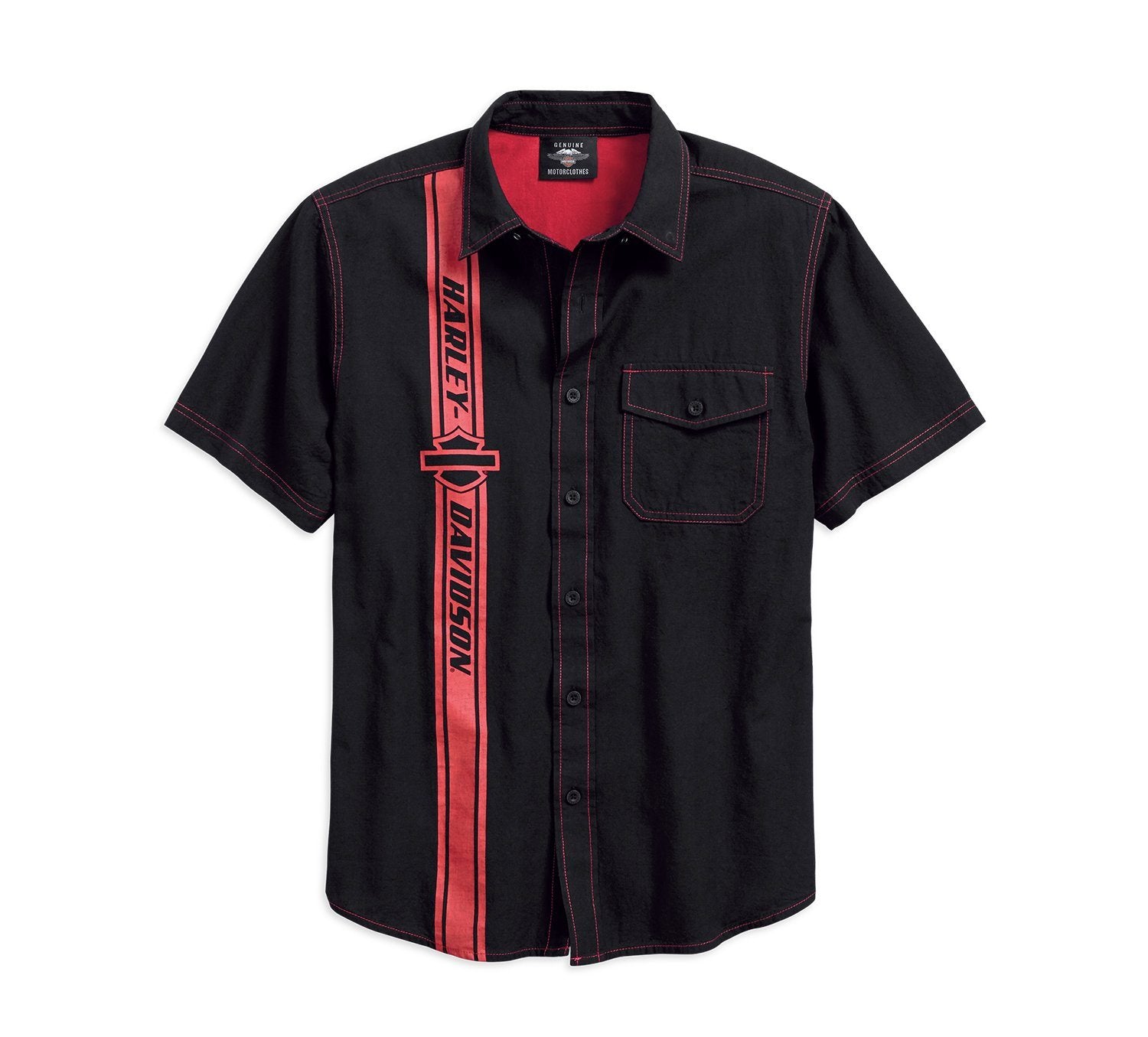 Harley-Davidson Men's Vertical Stripe Short Sleeve Woven Shirt - 96178-18VM