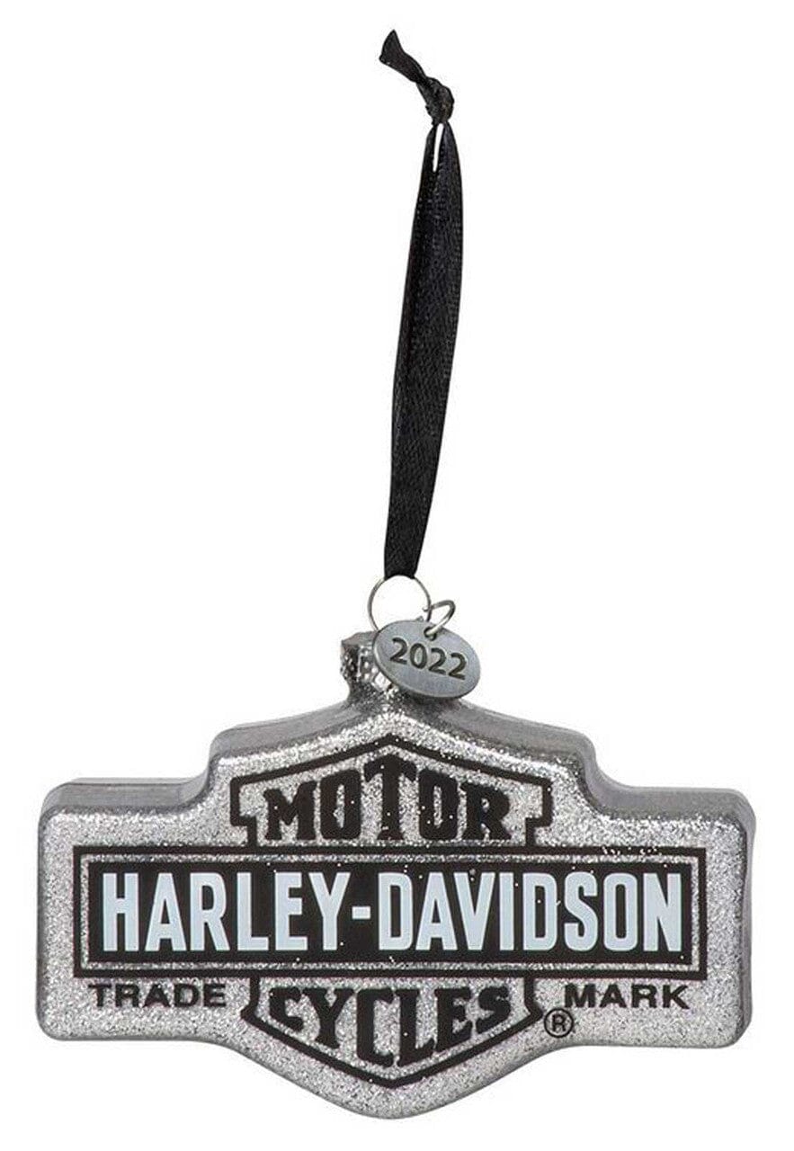 Harley-Davidson® 2022 Blown Glass Bar & Shield Christmas Tree Ornament - HDX-99242