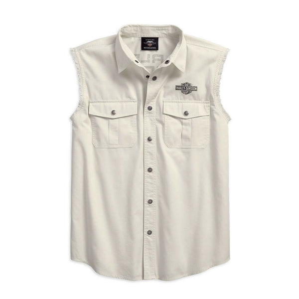 Harley-Davidson® Men's Americana Sleeveless Blowout Shirt, Off-White 9