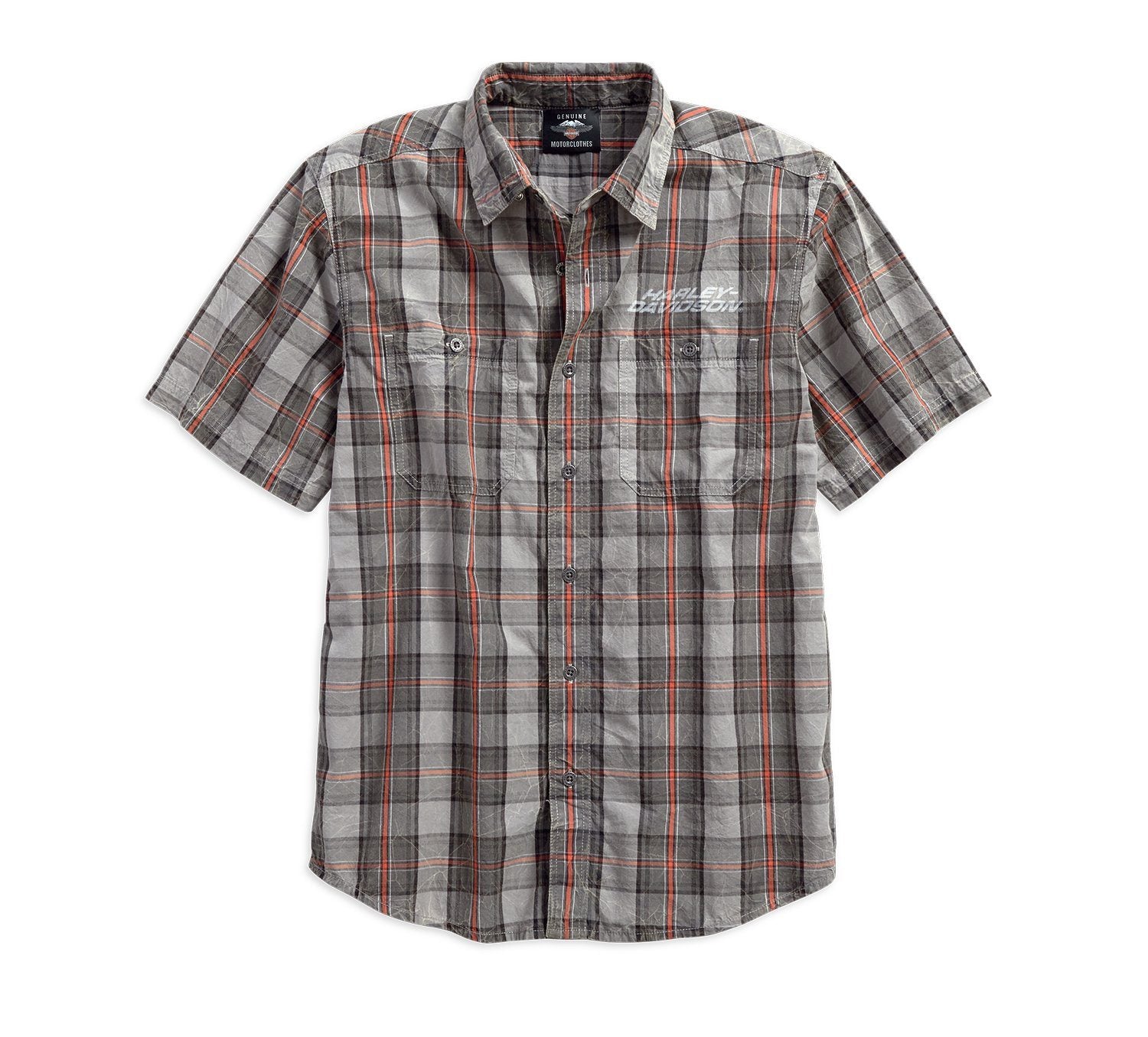 Harley-Davidson® Men's Distressed Washed Plaid Short Sleeve Shirt 96119-18VM