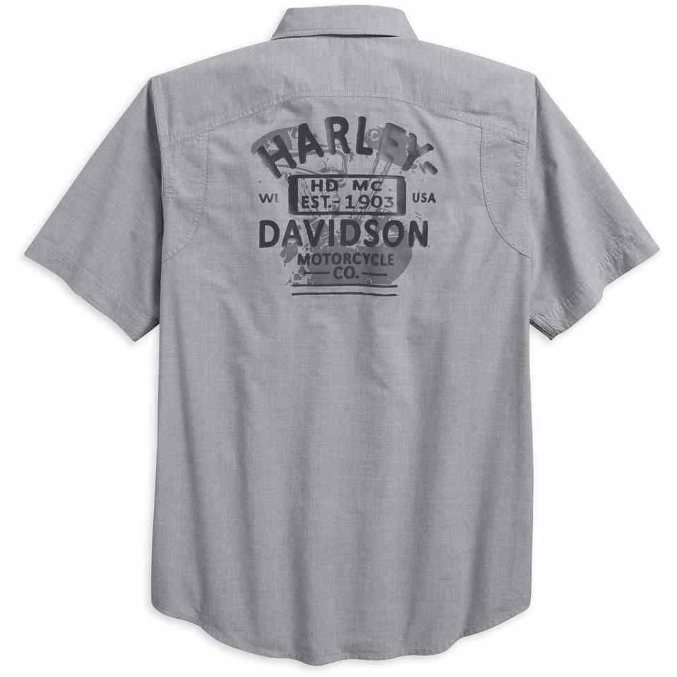 Harley-Davidson® Men's Microstripe Short Sleeve Garage Shirt, Gray 96419-18VM