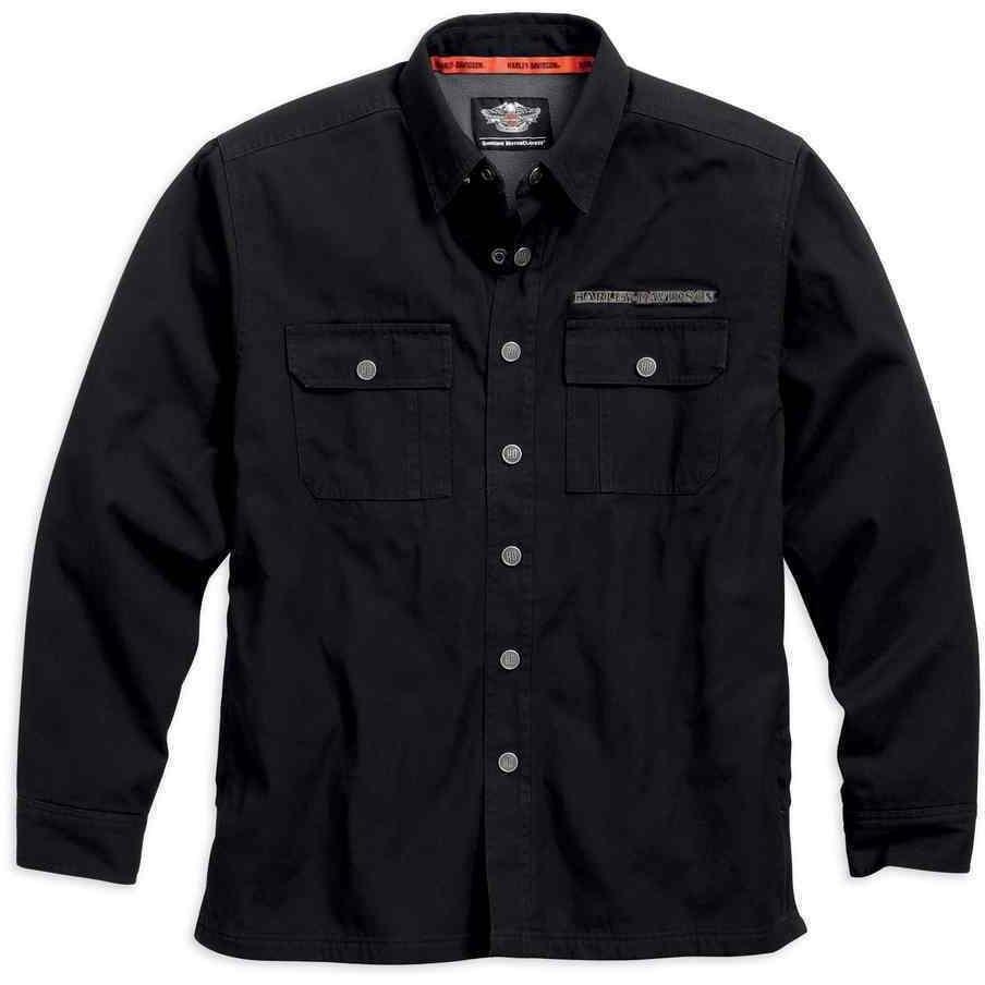 Harley-Davidson® Men's Pinstripe Flames Woven Shirt Jacket, Black 99053-16VM