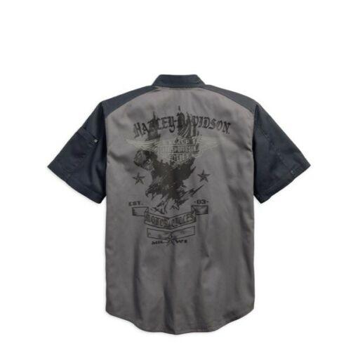 Harley-Davidson® Mens Shadow Eagle Charcoal Short Sleeve Shirt 96411-17VM *CLEARANCE*